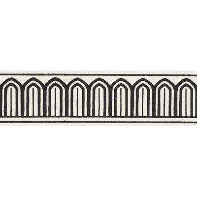 Schumacher Trim ARCHES EMBROIDERED TAPE BLACK ON WHITE