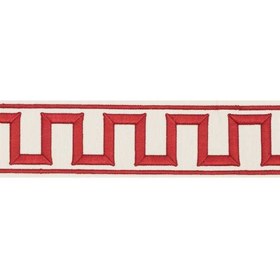 Schumacher Trim GREEK KEY EMBROIDERED TAPE RED