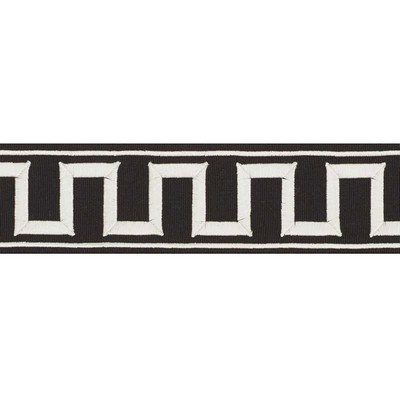 Schumacher Trim GREEK KEY EMBROIDERED TAPE BLACK ON WHITE