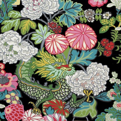 Schumacher Wallpaper CHIANG MAI DRAGON EBONY