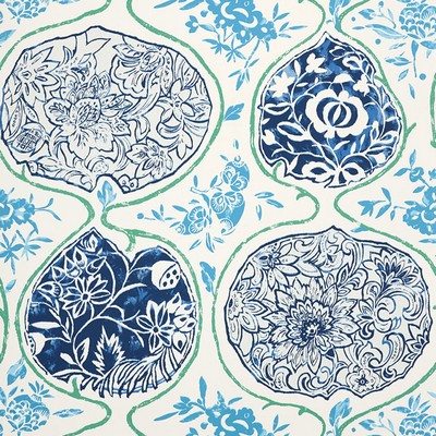 Schumacher Wallpaper KATSUGI COBALT & TURQUOISE