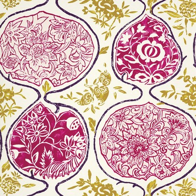 Schumacher Wallpaper KATSUGI FUCHSIA & CHARTREUSE