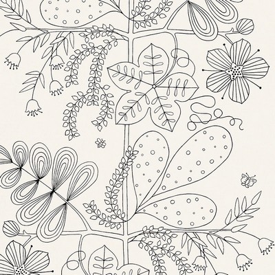 Schumacher Wallpaper BLOMMEN NOIR / BLANC