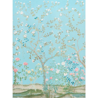 Schumacher Wallpaper MADAME DE POMPADOUR AQUA