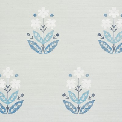 Schumacher Wallpaper FLOWERET SISAL BLUES