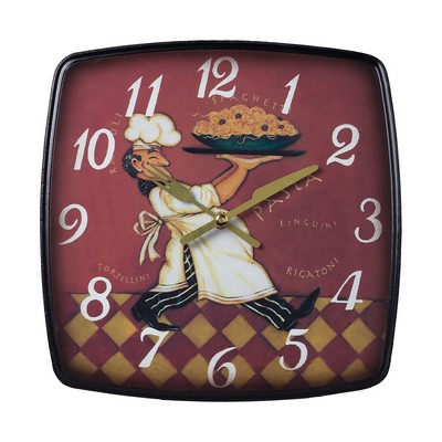 Sterling Busy Chef Clock Print on wood tone 