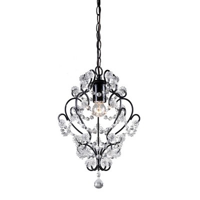 Sterling Black Framed And Clear Crystal Mini Pendant Lamp Black,Clear Finish