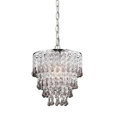 Sterling Teak And Clear Crystal Pendant Lamp Teak,Clear Finish