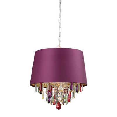 Sterling   Purple Drum Pendant Light With Crystal Drops Purple 