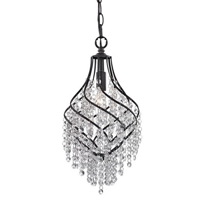 Sterling Crystal Drop Pendant Dark Bronze With Clear Crystal