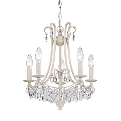 Sterling Mini Chandelier In Antique Cream And Clear Antique Cream With Clear Crystal