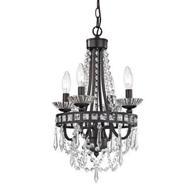 Sterling Mini Chandelier In Dark Bronze And Clear Dark Bronze With Clear Crystal