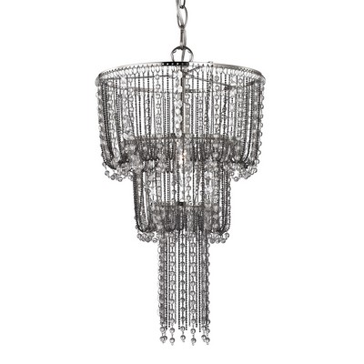 Sterling Beaded Mini Chandelier In Satin Nickel And Clear Satin Nickel With Clear Arylic