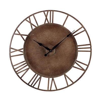 Sterling Metal Roman Numeral Outdoor Wall Clock. Parity Bronze