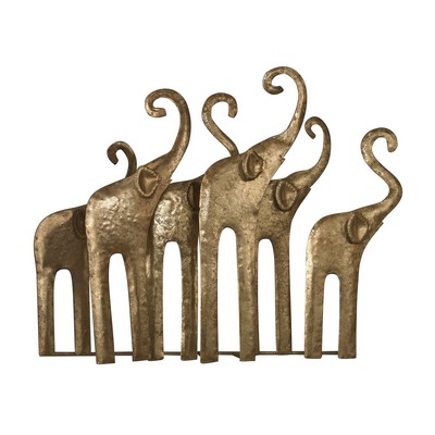 Sterling Papillion-Elephant Herd In Gold Leaf Gold Leaf With Antique