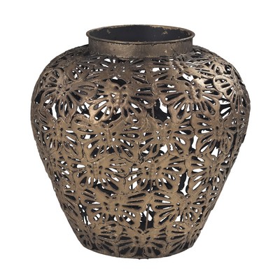 Sterling Rainford-Butterfly Filigree Planter  Gold Leaf Base With Heavy Brown Antique Wash.