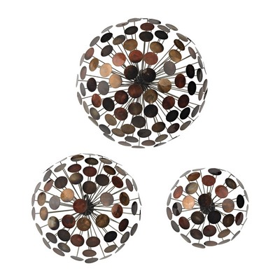 Sterling Set Of 3 Dandelion Wall Sculptures Copper tones w/high gloss