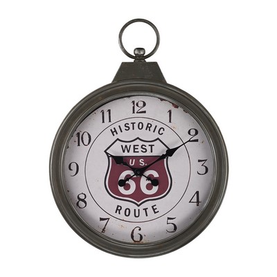 Sterling Fob Style Route 66 Clock Aged Iron