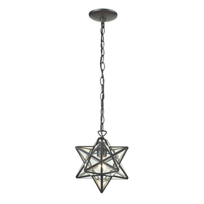 Sterling Star-1Light Glass Pendant Lamp Clear,Oiled Bronze