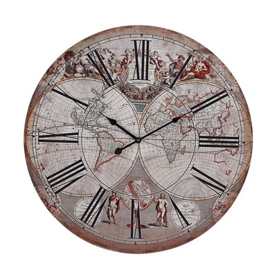 Sterling Renaissance Style Printed Map Clock Beige Printed Map