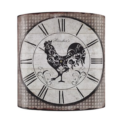 Sterling Stylized Rooster Wall Clock Grey Tartan