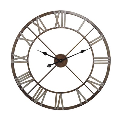 Sterling Open Center Iron Wall Clock  Bronze With Grey