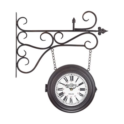 Sterling Double Sided Curled Iron Wall Clock Bronze