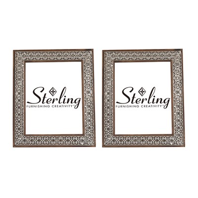 Sterling Set of 2 Pierced Metal Picture Frames Nickel