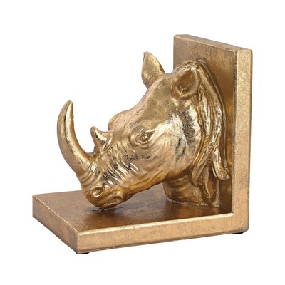 Sterling Rhino Head Bookend Gold Leaf