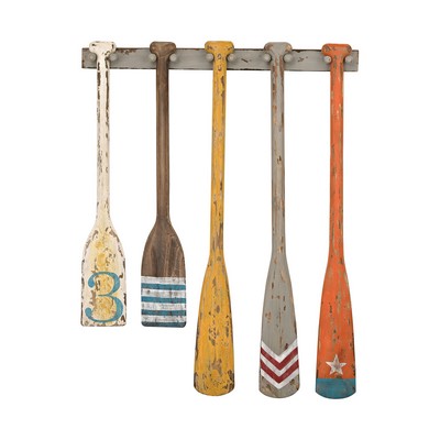 Sterling Hand Painted Oars Wall Display Yellow,Red,Grey,White
