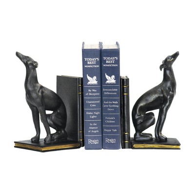 Sterling  Pair Of Black Greyhound Bookends Painted 