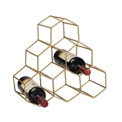 Sterling Angular Study Hexagonal Wine Rack Gold