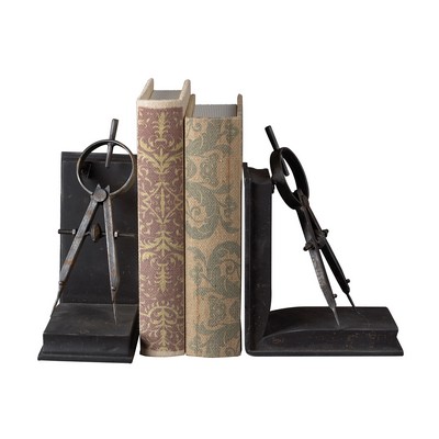Sterling Compass Bookends Restoration Rusted Black