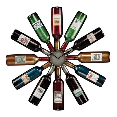 Sterling Wine Bottle Clock Hand painted metallic w/gloss