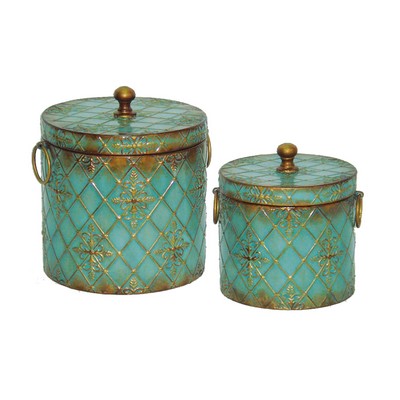 Sterling Set of 2 Roth Boxes Hand rubbed green & rusted bronze