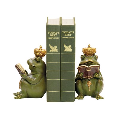 Sterling Pair of Superior Frog Gatekeeper Bookends Painted 