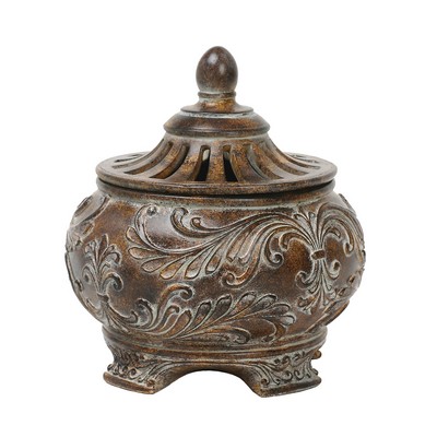Sterling Fortress Lidded Bowl Bronze tone & antique white