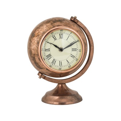 Sterling Table Top Clock Globe Antique Copper