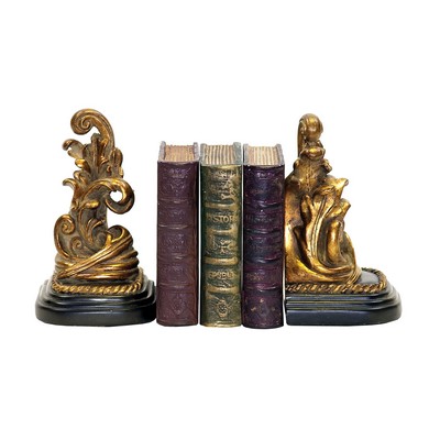 Sterling Pair Tuscan Scroll Bookends Gold & black