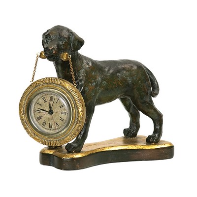 Sterling  Labrador Retriever Desk Display Clock Dark bronze & gold