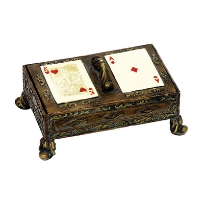 Sterling Gameroom Card Box Black,gold,antique white & brown