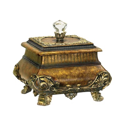 Sterling  Wilton Keepsake Box Antique Gold & Clear