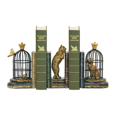 Sterling Pair of Trading Places Bookends Bronze & gold leaf