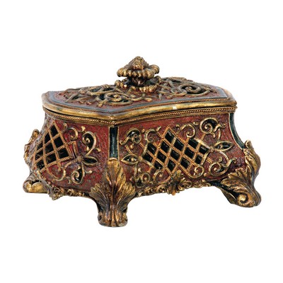 Sterling Barnum Box Ox-blood crackle w/gold edging