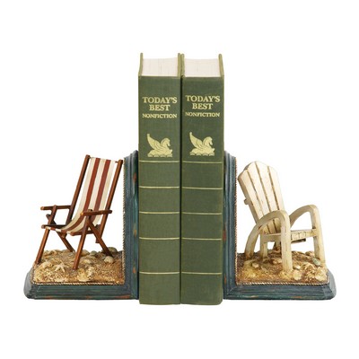 Sterling  Pair Of Beach Chair Bookends White,yellow & red