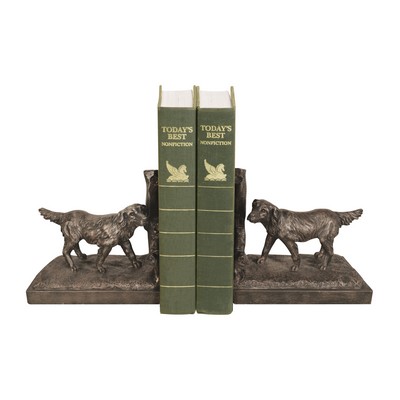 Sterling Pair of Retriever Bookends Bronze