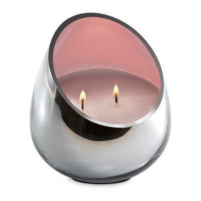 DecoFlair Candle - Amber Rose Chrome Glass  Chrome