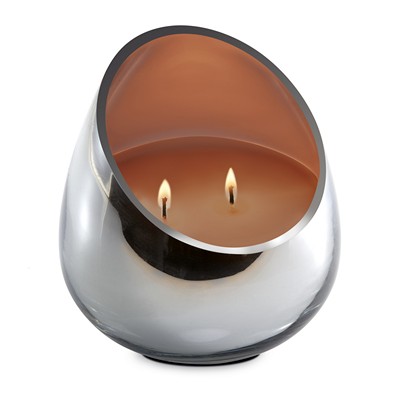 DecoFlair Candle - Honey Fig & Teak Chrome Glass  Chrome