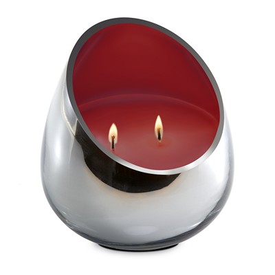 DecoFlair Candle - Red Coral Chrome Glass  Chrome