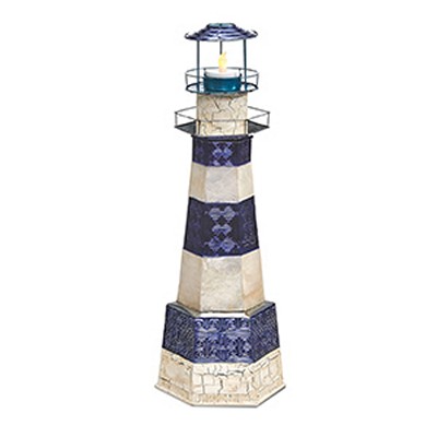 DecoFlair Candle Holder - Corfu Lighthouse Tealight Holder Blue, White